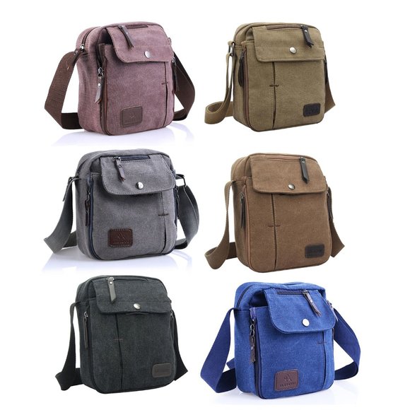 Canvas Sport Crossbody Shoulder Bag With Adjustable Shoulder Strap (Blue) - Picture 6 of 6